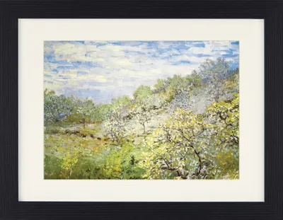 Obrázek produktu pro Claude Monet Zarámovaný obraz s elegantním paspartou | Wall Art | V rámu - Kvetoucí jabloně, 1873 (30 x 40 cm)