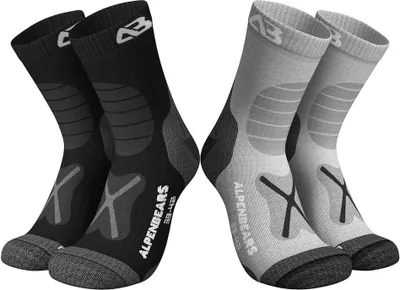 Produktbild von Alpen Bears Wandersocken Wolle - 2er-Set - Grau-Schwarz - Größe 39-42