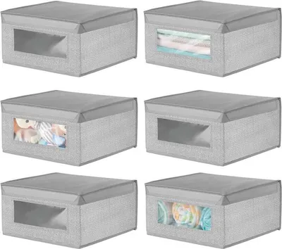 Produktbild von Aufbewahrungsbox stapelbare Stoffbox mDesign Deckel + Sichtfenster 6er Set grau