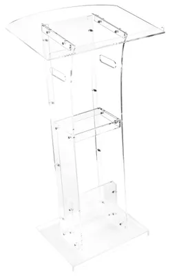 Image de VEVOR Pupitre de Conférence 109 cm, Podium sur Pied en Acrylique, Lutrin pour Présentation avec Large Surface de Lecture, Butoir de Livre et Étagère de Rangement, pour Bureau École Mariage Concert