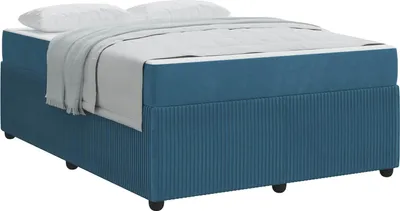 Produktbild von Bettrahmen mit Matratze Blau 160 x 200 cm Stoff