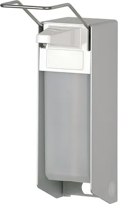 Seifen- und Desinfektionsspender aus Aluminium Grau von Ophardt mit Edelstahlpumpe und 1000 ml Euroflasche