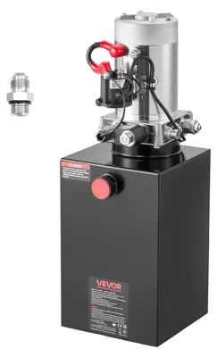 Obrázek produktu pro VEVOR 15 Qt hydraulický agregát, jednosměrné čerpadlo pro sklápěcí přívěsy, maximální otevírací tlak 22 MPa a průtok 3,4 l/min, 12 V DC hydraulické čerpadlo s kovovou nádrží pro sklápěcí přívěsy, černé