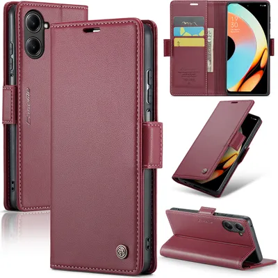 Obrázek produktu pro Realme 10 Pro Pouzdro, RFID Blokování Karet, Pokročilé Flip Kožené Pouzdro s Funkcí Stojánku pro Realme 10 Pro červené