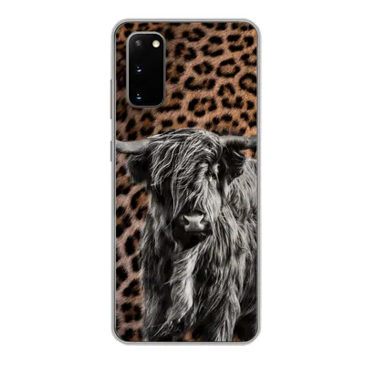 Produktbild von MuchoWow® Handyhülle Schutzhülle Hülle für Samsung Galaxy S20 Schottischer Highlander - Pantherdruck - Schwarz - Weiß Silikon Softcase Handy Hülle - Bild