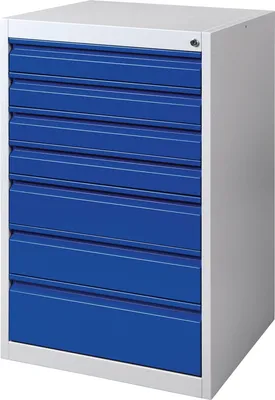 Produktbild von Schubladenschrank BK 600 H1000xB600xT600mm grau/blau 7 Schubl. Einfachauszug