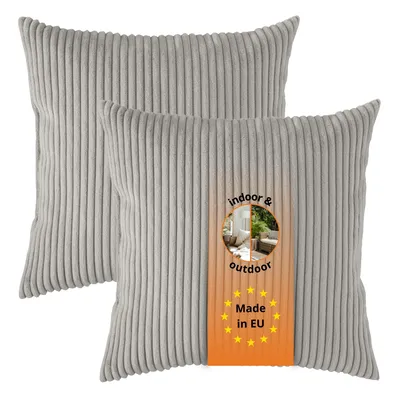 Productafbeelding van Set van 2 Kord-bankkussens, 40 x 40 cm, sierkussens, hoofdkussens, steengrijs, sleepling