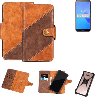 Produktbild von K-S-Trade Handy-Hülle Schutz-Hülle Bookstyle Case Wallet-Case kompatibel mit Huawei Y5 Lite 2018 Handy Cover Bumper Kantenschutz Smartphone