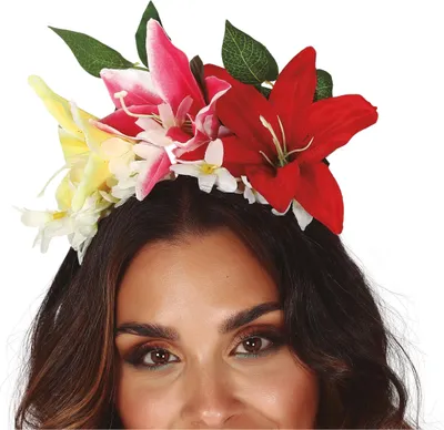 Immagine prodotto di Hawaiian Flower Hoop Summer Party Hair Accessory Noble Flowers Headdress Tropical Flowers Hawaii Hairstyle Elegance Party Hibiscus Frangipani Style Summer Graduation, Colore: Multicolore