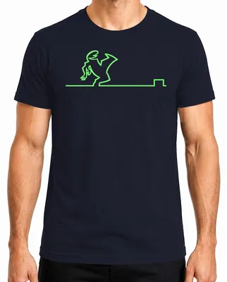 Imagen del producto de Camiseta para hombre, diseño "Linea Balum Strichmännchen Osvaldo Kult Cartoon", color azul marino, talla M