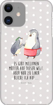 Produktbild von Mr. & Mrs. Panda Iphone 11 Handyhülle Pinguin mit Kind - Grau Pastell - Geschenk, Muttertag, Mutter, Smartphone Hülle, Handy Case, Bruder, Pinguine, Mama, Vorbild, Cover
