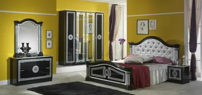 Produktbild von Bett 2x Nachttisch 3tlg. Schlafzimmer Set Design Luxus Schlafzimmer Chesterfield