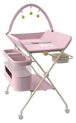 Produktbild von Wickeltisch faltbar tragbar 3-in-1 mit Rollen 75x68x83-91cm Rosa