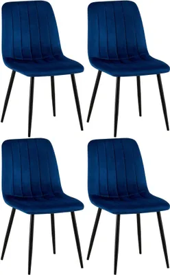 Produktbild von CLP 4er Set Stühle Dijon mit Lehne blau Material Samt