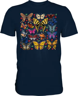 Produktbild von Bunte Schmetterlinge T-Shirt – Navy / 3XL