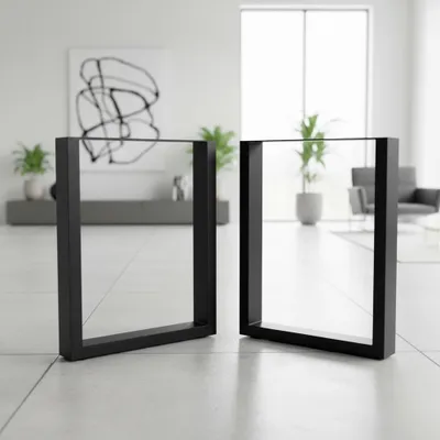 Produktbild von Mucola Tischgestell 2er Set Tischkufen Stahl Tischuntergestell Tischbeine Kufengestell Industrie Design - Schwarz 80x72 cm