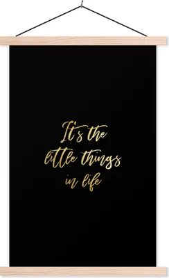 Produktbild von MuchoWow® Textilposter Zitate - Leben - Schwarz und Gold 60x90 cm mit holzfarbenen Rahmen - Textil