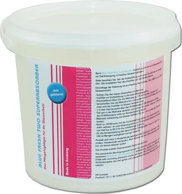 A white plastic tub with a pink and blue label.