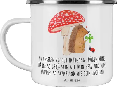 Produktbild von Mr. & Mrs. Panda Teetasse 2016 Geburtstag Glückwunsch - Weiß - Geschenk, Outdoor Tasse, Kaffeepott, positiver Spruch, Pott, Träume, Teebecher, Geburtstagsgruß, Emaille