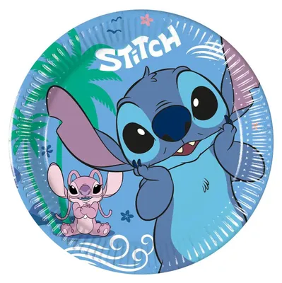 Produktbild von Pappteller „Stitch & Angel“, 20 cm, 8 Stück