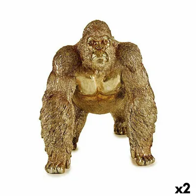 Obrázek produktu pro Dekorativní figurka gorila zlatá 20 x 27,5 x 34 cm (2 kusy)