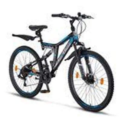 Produktbild von Chillaxx Bike Falcon Premium Mountainbike in 24 und 26 Zoll - Fahrrad für Jungen, Mädchen, Damen und Herren - Scheibenbremse- 21 Gang-Schaltung - Vollfederung
