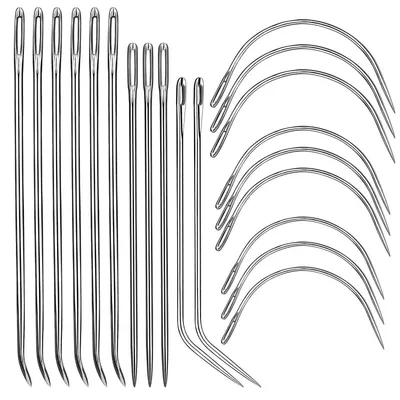 Produktbild von Ledernadeln Handnähen Set 20 Stück Gebogen Edelstahl 2-3 Zoll