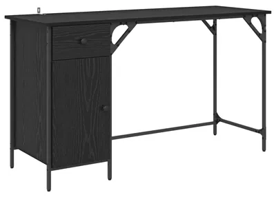 Zdjęcie produktu dla Biurko komputerowe z szufladą Czarny Dąb 131 x 48 x 75 cm