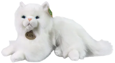 Image de Mascotte Chat Persan Blanc En Peluche Réaliste Rappa Eco Comme Vivant 30 Cm