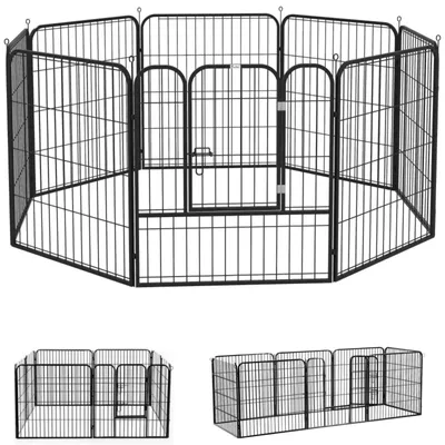 Image de Clôture pour chiens XXL - 100 cm de haut - Extensible - Métal - Noir - Stable et durable