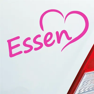 Produktbild von Auto Aufkleber Essen Herz Stadt City Liebe Love Heimat 15,5cm 15,5x9 cm Pink Sticker Heckscheibenaufkleber