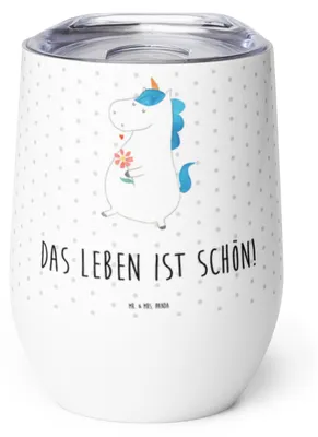 Produktbild von Mr. & Mrs. Panda thermosbecher Einhorn Spaziergang - Weiß - Geschenk, Thermobecher, Einhörner, Blumen, Mutter, Freundin, Thermo Becher, Freude, Unicorn, Edelstahlbecher