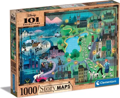 Zdjęcie produktu dla Clementoni 39665 - 1000 Teile Puzzle - 101 Dalmatyczykw - Mapy Disneya
