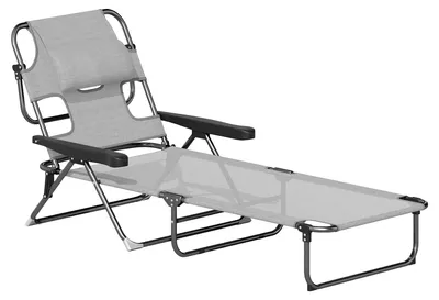 Produktbild von Sonnenliege Gartenliegen Relaxliege, klappbar, wetterbeständig, 194 cm x 72 cm x 89 cm, Schwarz + Dunkelgrau