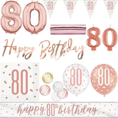 Produktbild von 80. Geburtstag Deko roségold Party Dekoration Set Frau Set Geburtstagsdeko Jubiläum