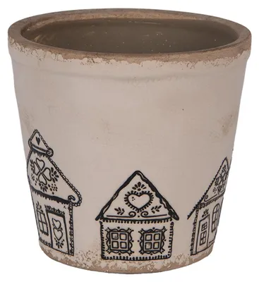 Produktbild von Clayre & Eef Blumentopf Ø 15x14 cm Beige Keramik Lebkuchenhaus