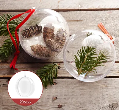 24 Transparente Weihnachtskugeln Zum Befüllen – DIY Deko, Geschenkidee, 6,5 Cm