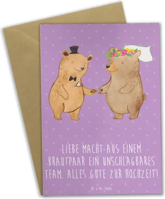 Produktbild von Mr. & Mrs. Panda Grußkarte Unschlagbares Brautpaar - Lavendeltraum - Geschenk, Hochzeit, Heirat, Hochzeitsvorbereitungen, gemeinsame Zukunft, Ansichtskarten, Klappkarte