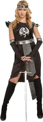 Image de Costume de chevalier guerrier dragon noir-argenté