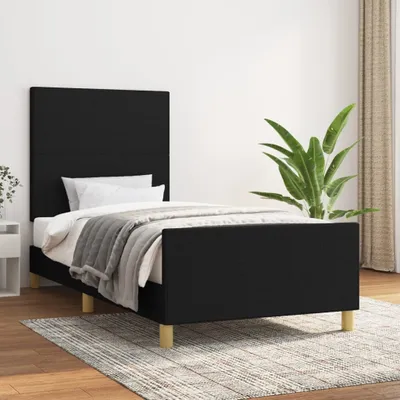 Produktbild von The Living Store Bettgestell mit Kopfteil Schwarz 80x200 cm Stoff