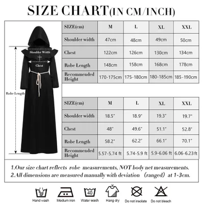 Imagen del producto de Túnica de monje/sacerdote, color marrón, talla L, con capucha y cruz, ideal para disfraces
