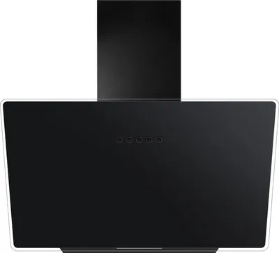 A black modern kitchen range hood on a white background.