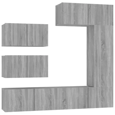 Produktbild von 6-tlg. TV-Schrank-Set Grau Sonoma Holzwerkstoff
