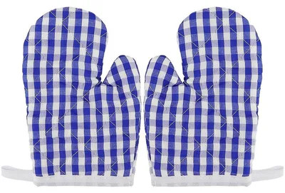 Productafbeelding van Kinderovenwanten, 1 paar, geruit, donkerblauw, hittebestendig