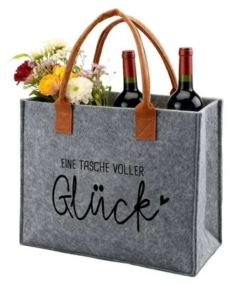 Imagen del producto de Bolsa de fieltro para mujer, con frase, de gran tamaño, práctica, ideal para el día a día