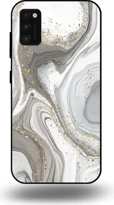 Produktbild von Smartphonica Handytasche passend für Samsung Galaxy A41 mit Marmordruck - TPU Rückseitenschutzhülle Marmordesign - Silber