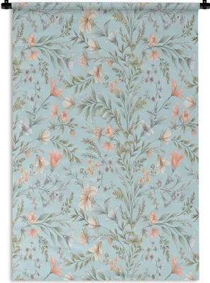 Produktbild von MuchoWow® Wandteppich Wandbehang Blumen - Frühling - Blau 120x180 cm Tapisserie Dekoration Wandtuch - Schlafzimmer - Dekorationen für das Haus