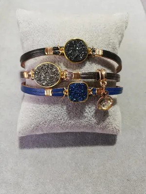 Image de Bracelet En Cuir Acier Or Fermeture Magnétique