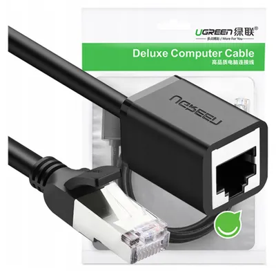 Image de Ugreen Nw112 Network Cable Ethernet Extender Rj45, Cat. 6, Ftp, avec fiche métallique 0.5M (Noir)