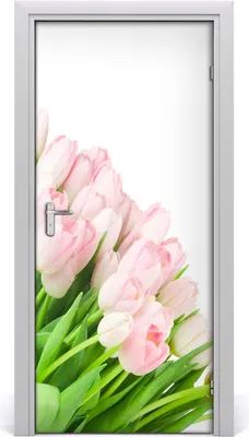 Produktbild von Tulup Türaufkleber 95x205 cm Dekorative Aufkleber Selbstklebend Wasserdichte Tapete Abnehmbar Schlafzimmer Wohnzimmer Wohnkultur - Furnier Wandwandaufkleber rosa Tulpen